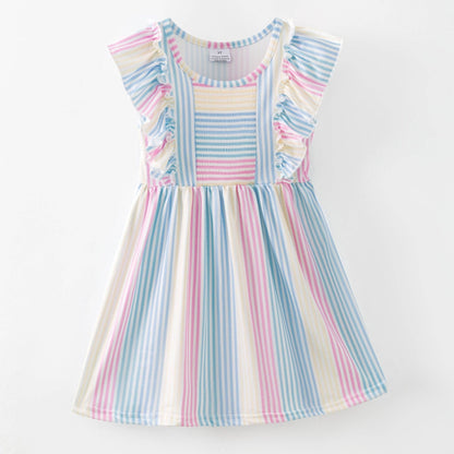 Classic Stripes Ruffle Girls Dress