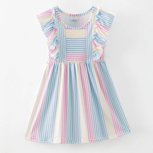 Classic Stripes Ruffle Girls Dress