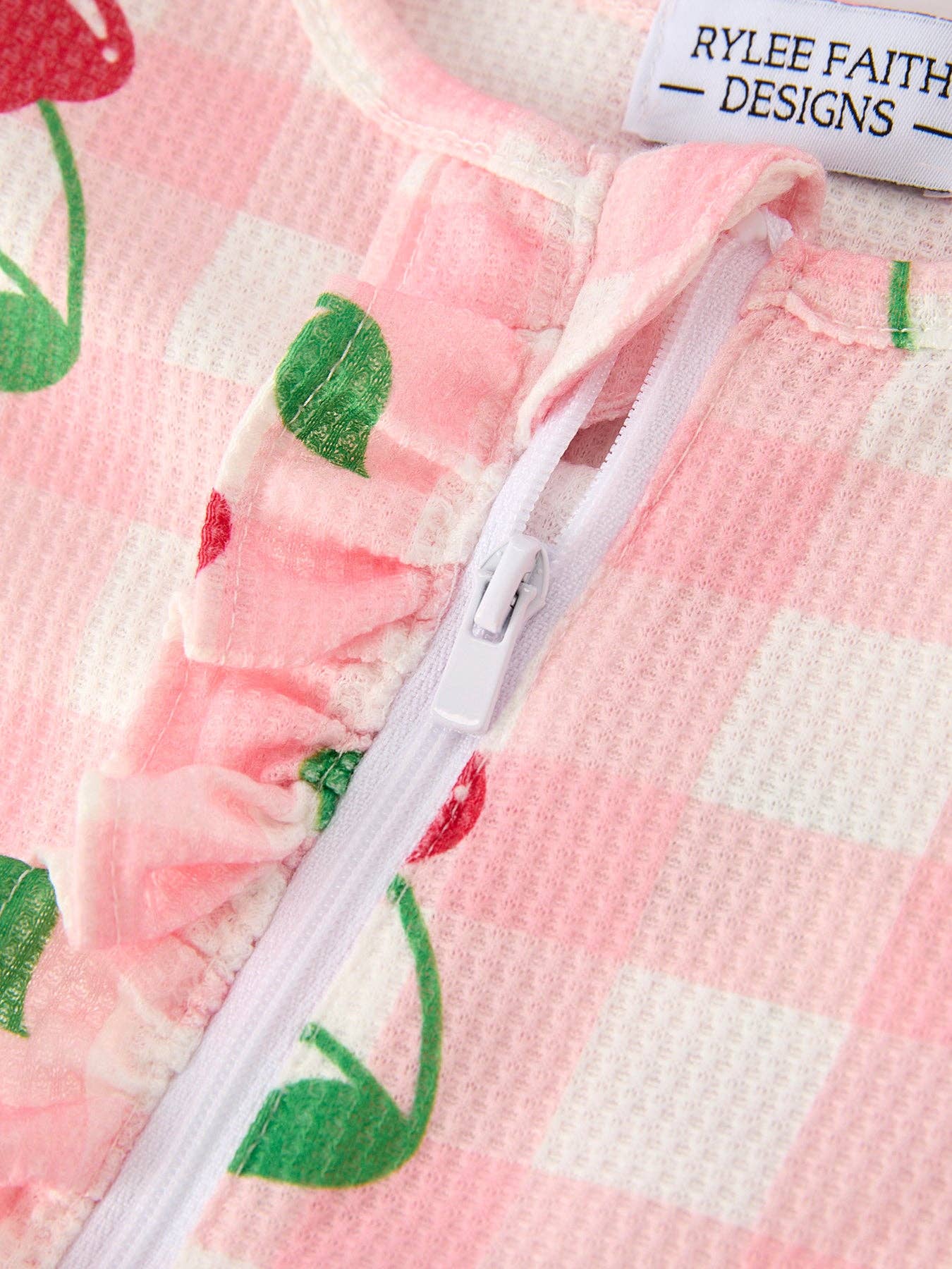 Waffle Cherry Plaid Girls' Onesie