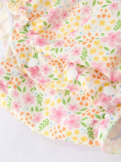 Floral Girls Smocked Ruffle Romper