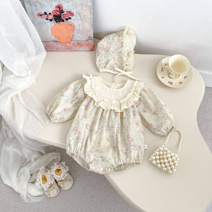 Long Sleeve Vintage Floral Pattern Bodysuit