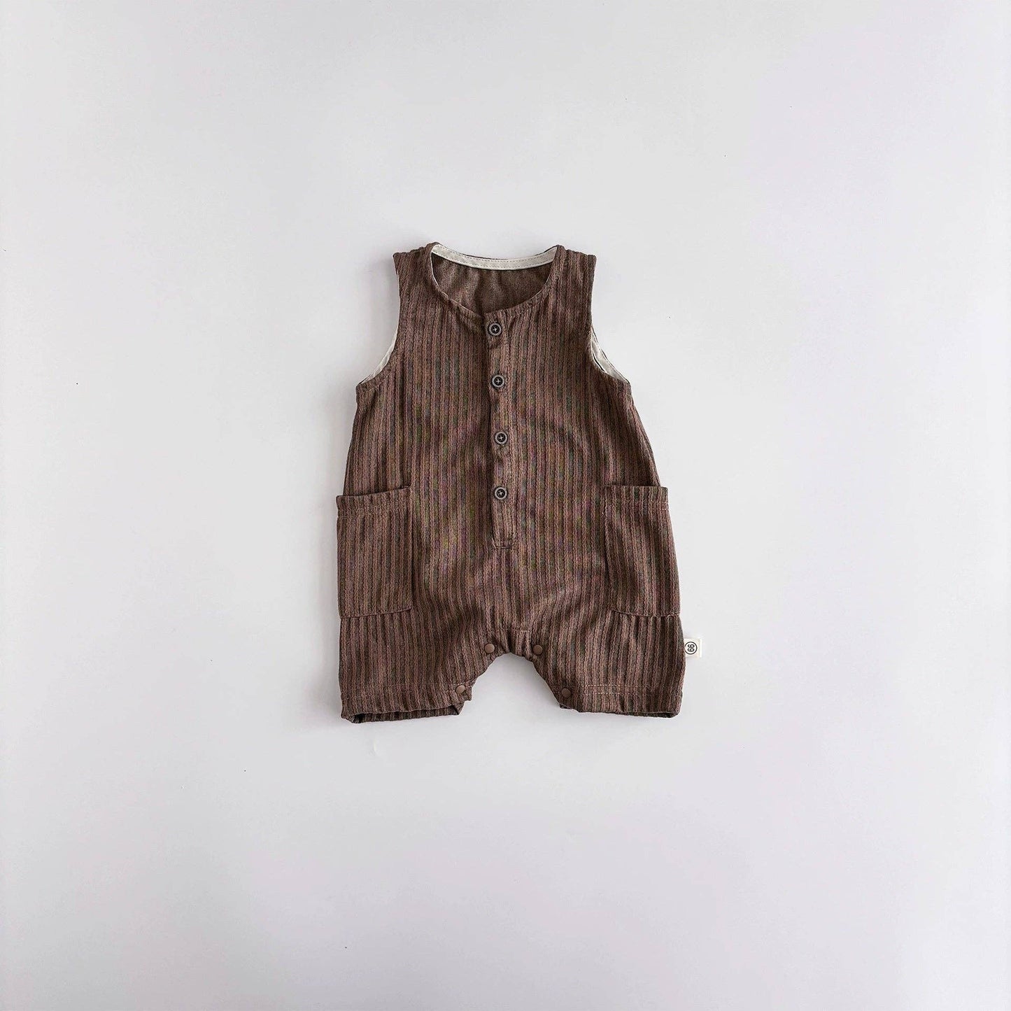 Unisex Casual Striped Pattern Sleeveless Rompers