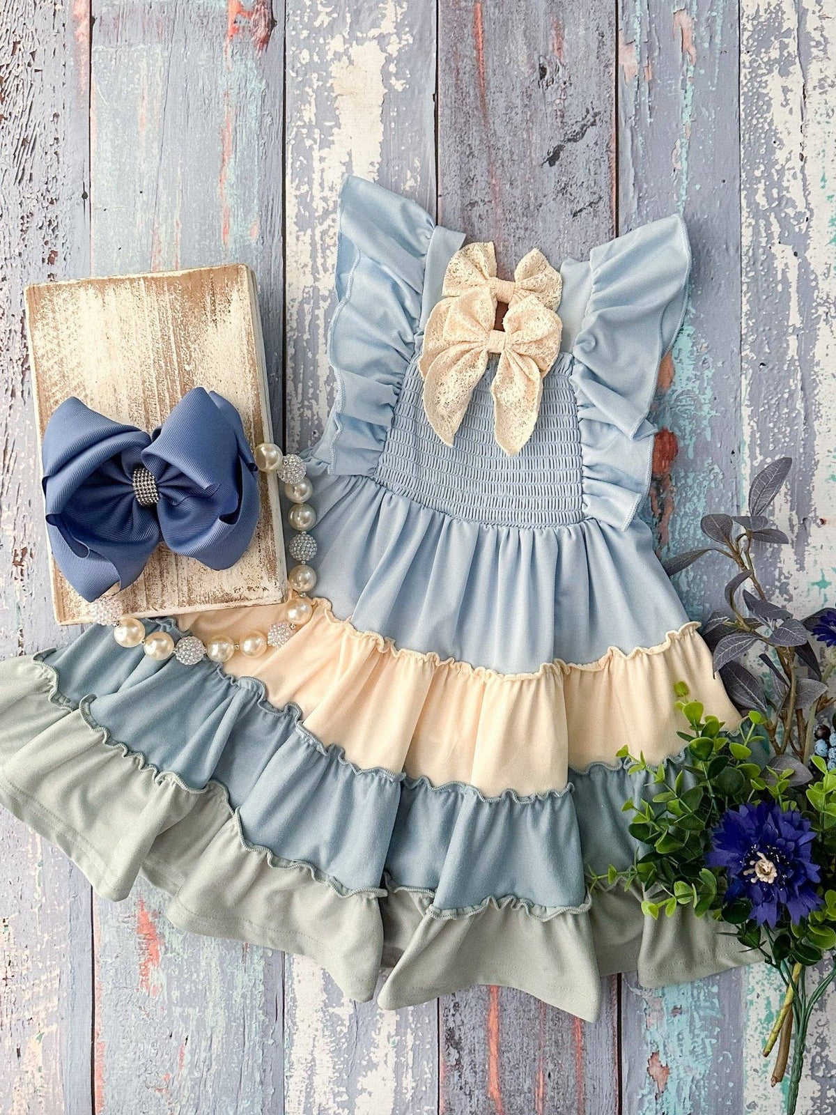 Cool Pastel Palette Tiered Twirl Dress