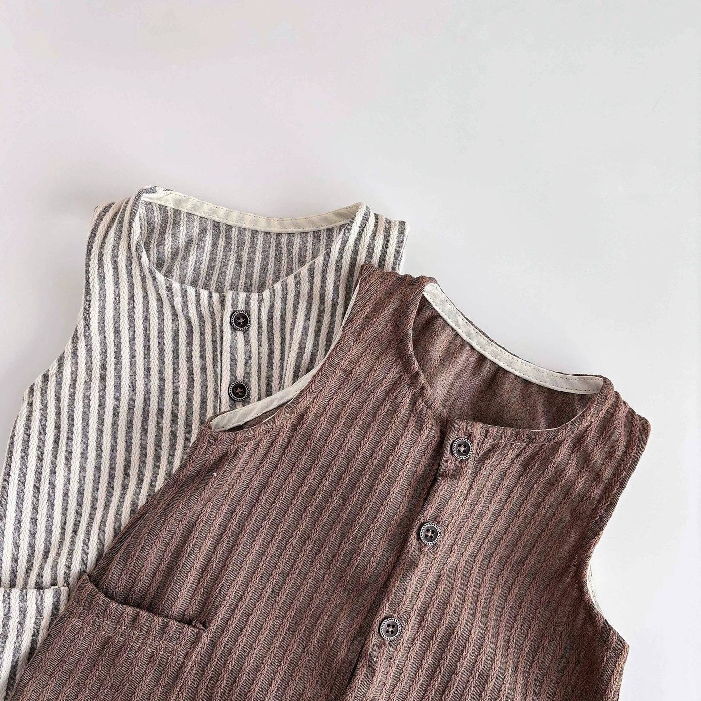 Unisex Casual Striped Pattern Sleeveless Rompers