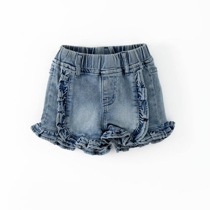 Ruffled Denim Shorts