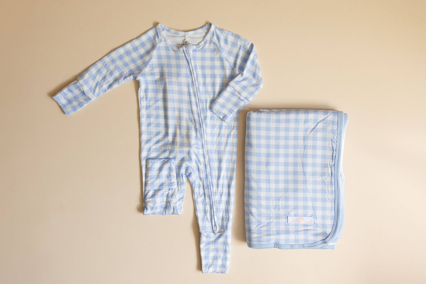 Blue Gingham Bamboo Blanket