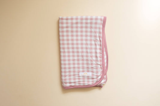 Rose Gingham Bamboo Blanket