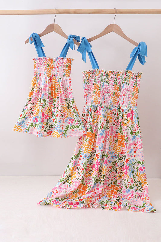 Floral print smocked mom&me dress