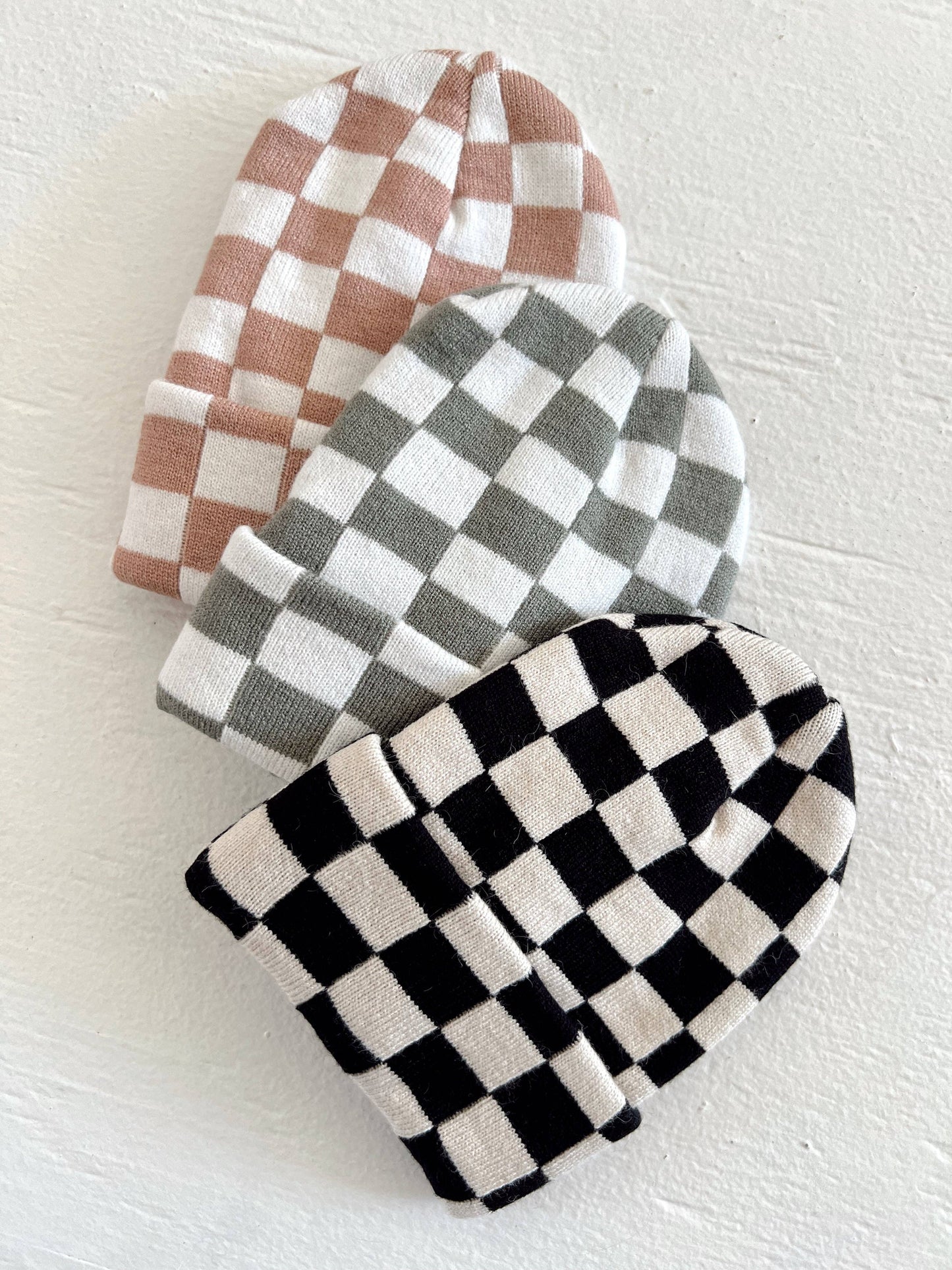 Baby's First Hat Black/Sand Checkerboard