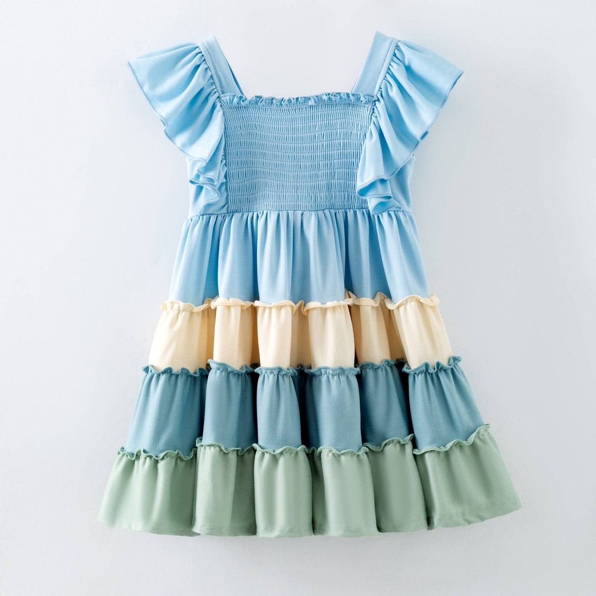 Cool Pastel Palette Tiered Twirl Dress