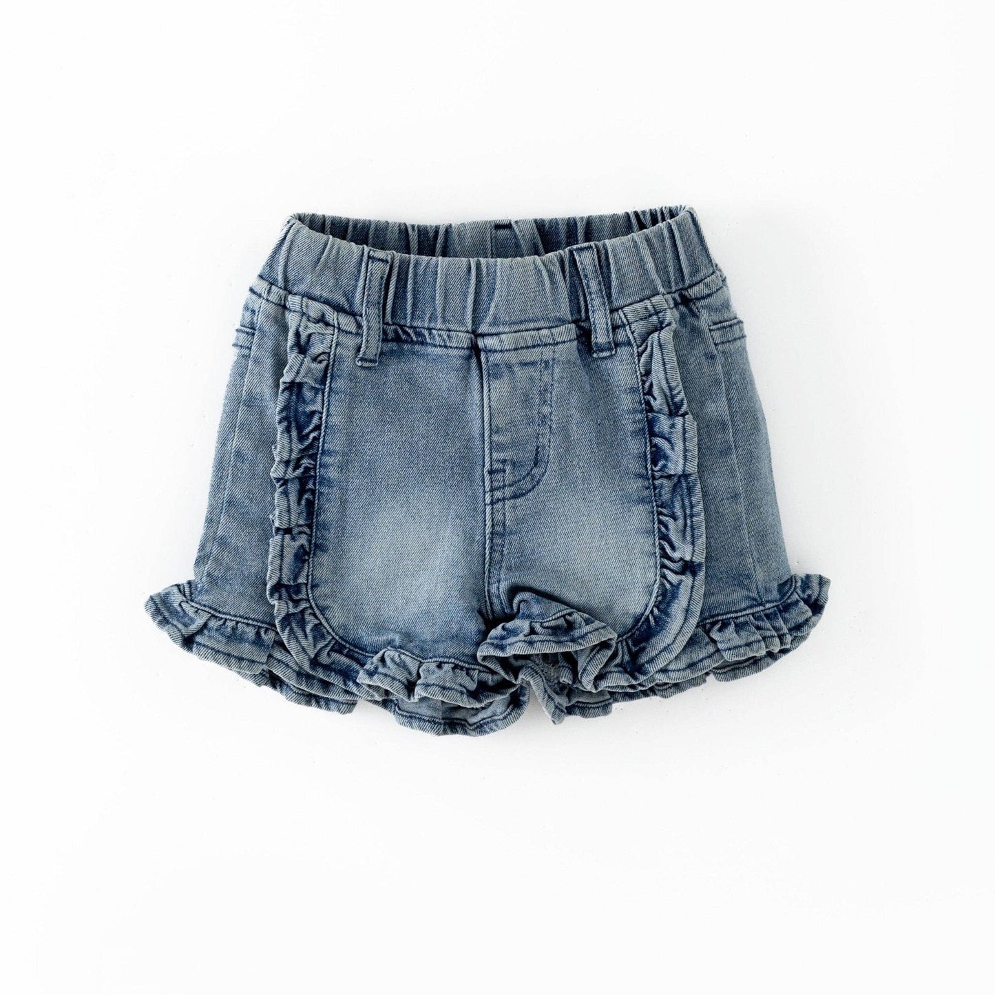 Ruffled Denim Shorts