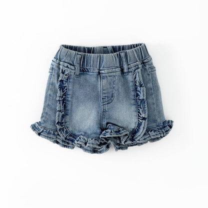 Ruffled Denim Shorts