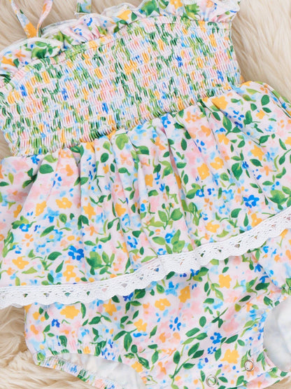 Flowerfield Twirl Smocked Ruffle Bubble