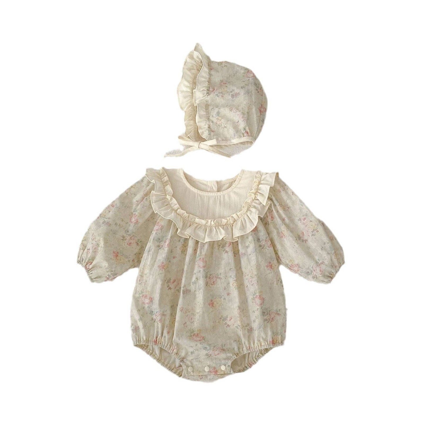 Long Sleeve Vintage Floral Pattern Bodysuit