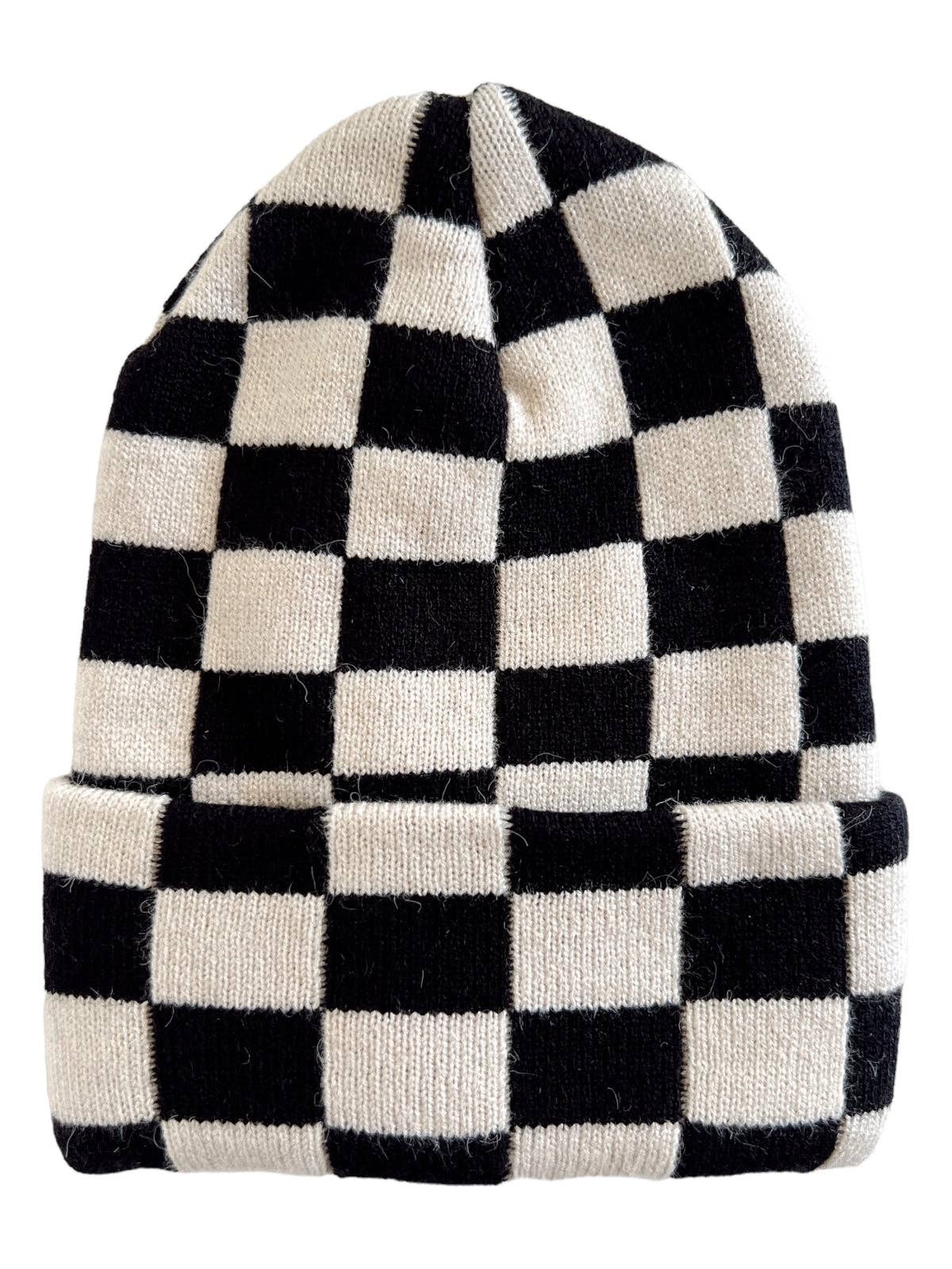 Baby's First Hat Black/Sand Checkerboard