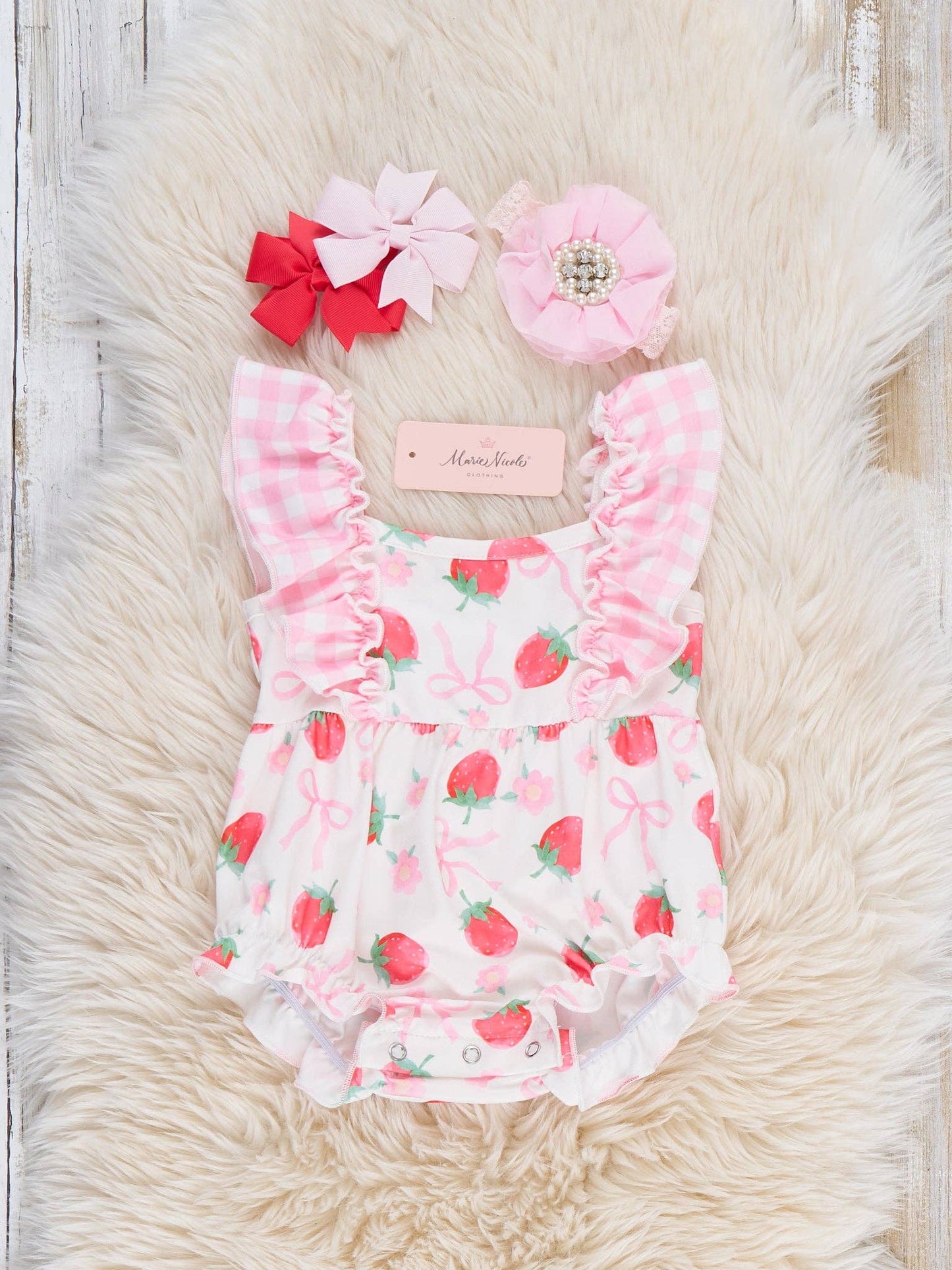 Strawberry Gingham Breeze Ruffle Bubble