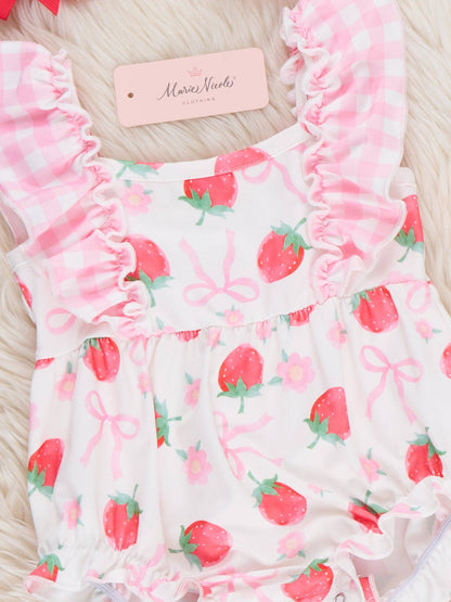 Strawberry Gingham Breeze Ruffle Bubble